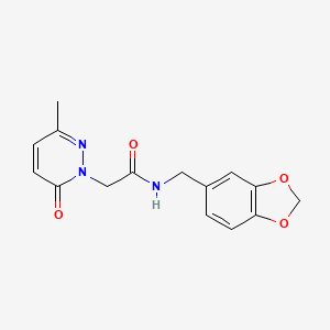 molecular formula C15H15N3O4 B2766584 N-(benzo[d][1,3]dioxol-5-ylmethyl)-2-(3-methyl-6-oxopyridazin-1(6H)-yl)acetamide CAS No. 1235391-47-5