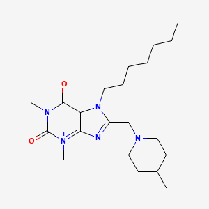 molecular formula C21H35N5O2 B2766585 7-heptyl-1,3-dimethyl-8-[(4-methylpiperidin-1-yl)methyl]-2,3,6,7-tetrahydro-1H-purine-2,6-dione CAS No. 851942-21-7