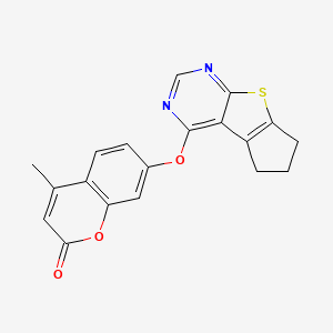 molecular formula C19H14N2O3S B2766588 7-((6,7-dihydro-5H-cyclopenta[4,5]thieno[2,3-d]pyrimidin-4-yl)oxy)-4-methyl-2H-chromen-2-one CAS No. 690641-05-5