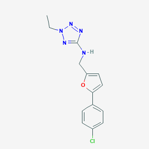 molecular formula C14H14ClN5O B276659 N-{[5-(4-chlorophenyl)furan-2-yl]methyl}-2-ethyl-2H-tetrazol-5-amine 