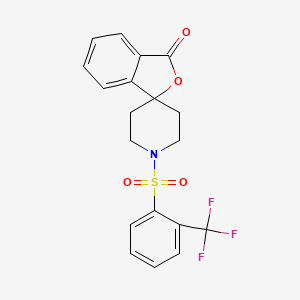 molecular formula C19H16F3NO4S B2766593 1'-((2-(trifluoromethyl)phenyl)sulfonyl)-3H-spiro[isobenzofuran-1,4'-piperidin]-3-one CAS No. 1797319-18-6