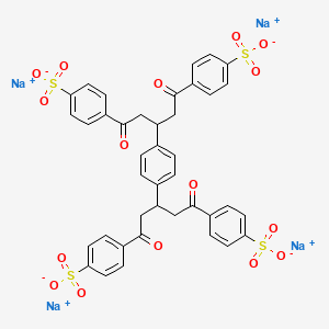 molecular formula C40H30Na4O16S4 B2766599 Tetrasodium 4-(3-{4-[1,5-dioxo-1,5-bis(4-sulfonatophenyl)pentan-3-yl]phenyl}-5-oxo-5-(4-sulfonatophenyl)pentanoyl)benzene-1-sulfonate CAS No. 460051-49-4