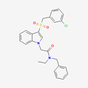 molecular formula C26H25ClN2O3S B2766601 N-benzyl-2-{3-[(3-chlorophenyl)methanesulfonyl]-1H-indol-1-yl}-N-ethylacetamide CAS No. 893285-95-5