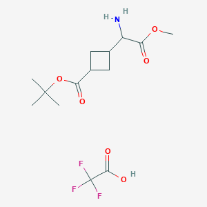 molecular formula C14H22F3NO6 B2766604 tert-butyl3-(1-amino-2-methoxy-2-oxoethyl)cyclobutane-1-carboxylate,trifluoroaceticacid CAS No. 2361635-60-9