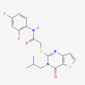 molecular formula C18H17F2N3O2S2 B2766617 N-(2,4-difluorophenyl)-2-{[3-(2-methylpropyl)-4-oxo-3,4-dihydrothieno[3,2-d]pyrimidin-2-yl]sulfanyl}acetamide CAS No. 1252819-57-0