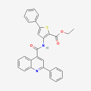 molecular formula C29H22N2O3S B2766624 Ethyl 5-phenyl-3-(2-phenylquinoline-4-carboxamido)thiophene-2-carboxylate CAS No. 391866-78-7