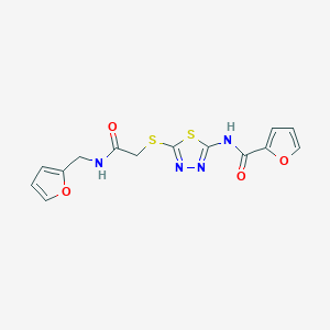 molecular formula C14H12N4O4S2 B2766628 N-{5-[({[(furan-2-yl)methyl]carbamoyl}methyl)sulfanyl]-1,3,4-thiadiazol-2-yl}furan-2-carboxamide CAS No. 868976-79-8