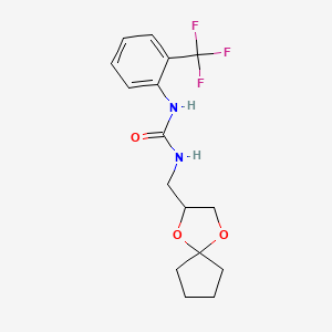 molecular formula C16H19F3N2O3 B2766644 1-(1,4-Dioxaspiro[4.4]nonan-2-ylmethyl)-3-(2-(trifluoromethyl)phenyl)urea CAS No. 1251638-07-9