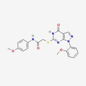 molecular formula C21H19N5O4S B2766664 N-(4-methoxyphenyl)-2-((1-(2-methoxyphenyl)-4-oxo-4,5-dihydro-1H-pyrazolo[3,4-d]pyrimidin-6-yl)thio)acetamide CAS No. 946200-82-4