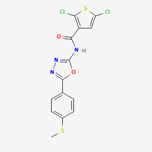molecular formula C14H9Cl2N3O2S2 B2766672 2,5-dichloro-N-{5-[4-(methylsulfanyl)phenyl]-1,3,4-oxadiazol-2-yl}thiophene-3-carboxamide CAS No. 898444-25-2