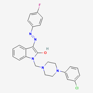 1-{[4-(3-chlorophenyl)piperazino]methyl}-1H-indole-2,3-dione 3-[N-(4-fluorophenyl)hydrazone]