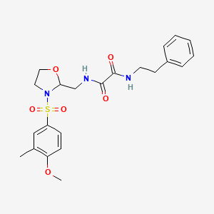 N1-((3-((4-methoxy-3-methylphenyl)sulfonyl)oxazolidin-2-yl)methyl)-N2-phenethyloxalamide