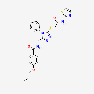 4-butoxy-N-((5-((2-oxo-2-(thiazol-2-ylamino)ethyl)thio)-4-phenyl-4H-1,2,4-triazol-3-yl)methyl)benzamide