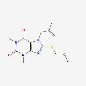 8-(but-2-en-1-ylsulfanyl)-1,3-dimethyl-7-(2-methylprop-2-en-1-yl)-2,3,6,7-tetrahydro-1H-purine-2,6-dione