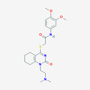 molecular formula C22H30N4O4S B2766714 N-(3,4-dimethoxyphenyl)-2-((1-(2-(dimethylamino)ethyl)-2-oxo-1,2,5,6,7,8-hexahydroquinazolin-4-yl)thio)acetamide CAS No. 899950-15-3