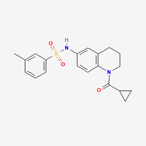 molecular formula C20H22N2O3S B2766734 N-(1-cyclopropanecarbonyl-1,2,3,4-tetrahydroquinolin-6-yl)-3-methylbenzene-1-sulfonamide CAS No. 932364-15-3