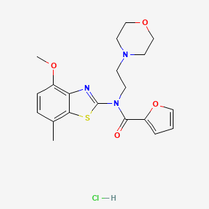 molecular formula C20H24ClN3O4S B2766746 N-(4-METHOXY-7-METHYL-1,3-BENZOTHIAZOL-2-YL)-N-[2-(MORPHOLIN-4-YL)ETHYL]FURAN-2-CARBOXAMIDE HYDROCHLORIDE CAS No. 1216646-08-0