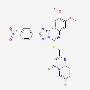 7-chloro-2-(((8,9-dimethoxy-2-(4-nitrophenyl)-[1,2,4]triazolo[1,5-c]quinazolin-5-yl)thio)methyl)-4H-pyrido[1,2-a]pyrimidin-4-one