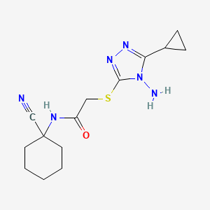 molecular formula C14H20N6OS B2766773 2-[(4-amino-5-cyclopropyl-1,2,4-triazol-3-yl)sulfanyl]-N-(1-cyanocyclohexyl)acetamide CAS No. 923205-53-2