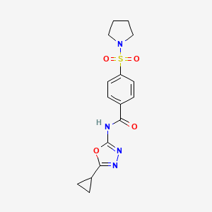 molecular formula C16H18N4O4S B2766774 N-(5-cyclopropyl-1,3,4-oxadiazol-2-yl)-4-(pyrrolidin-1-ylsulfonyl)benzamide CAS No. 685837-34-7