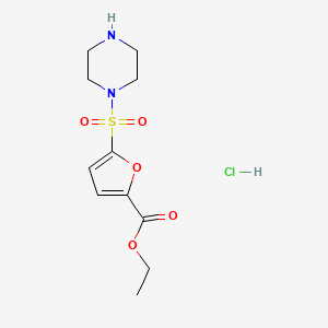 molecular formula C11H17ClN2O5S B2766778 Ethyl 5-(piperazine-1-sulfonyl)furan-2-carboxylate hydrochloride CAS No. 1171354-98-5