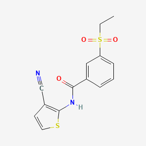 molecular formula C14H12N2O3S2 B2766826 N-(3-cyanothiophen-2-yl)-3-(ethylsulfonyl)benzamide CAS No. 898459-46-6