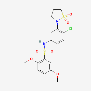 molecular formula C17H19ClN2O6S2 B2766831 N-(4-chloro-3-(1,1-dioxidoisothiazolidin-2-yl)phenyl)-2,5-dimethoxybenzenesulfonamide CAS No. 923233-59-4