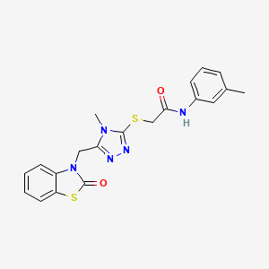 molecular formula C20H19N5O2S2 B2766838 2-((4-methyl-5-((2-oxobenzo[d]thiazol-3(2H)-yl)methyl)-4H-1,2,4-triazol-3-yl)thio)-N-(m-tolyl)acetamide CAS No. 847400-20-8
