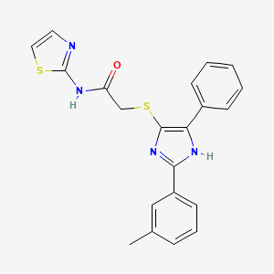 2-((5-phenyl-2-(m-tolyl)-1H-imidazol-4-yl)thio)-N-(thiazol-2-yl)acetamide
