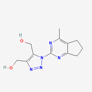molecular formula C12H15N5O2 B2766861 [4-(hydroxymethyl)-1-(4-methyl-6,7-dihydro-5H-cyclopenta[d]pyrimidin-2-yl)-1H-1,2,3-triazol-5-yl]methanol CAS No. 860785-19-9