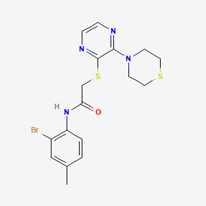 N-(2-bromo-4-methylphenyl)-2-((3-thiomorpholinopyrazin-2-yl)thio)acetamide