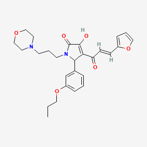 molecular formula C27H32N2O6 B2766892 (E)-4-(3-(furan-2-yl)acryloyl)-3-hydroxy-1-(3-morpholinopropyl)-5-(3-propoxyphenyl)-1H-pyrrol-2(5H)-one CAS No. 862315-38-6