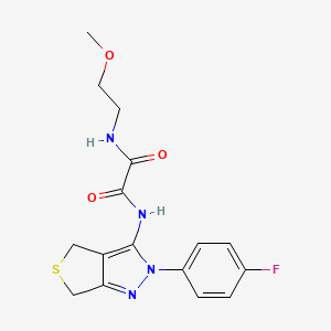 molecular formula C16H17FN4O3S B2766905 N'-[2-(4-fluorophenyl)-2H,4H,6H-thieno[3,4-c]pyrazol-3-yl]-N-(2-methoxyethyl)ethanediamide CAS No. 946353-95-3