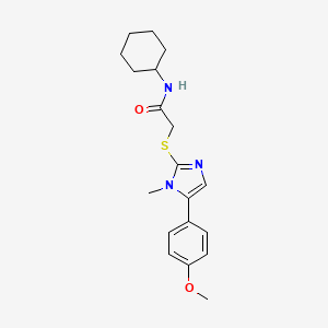 molecular formula C19H25N3O2S B2766912 N-cyclohexyl-2-{[5-(4-methoxyphenyl)-1-methyl-1H-imidazol-2-yl]sulfanyl}acetamide CAS No. 557782-92-0