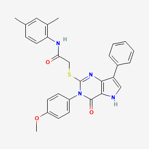 molecular formula C29H26N4O3S B2766917 N-(2,4-dimethylphenyl)-2-{[3-(4-methoxyphenyl)-4-oxo-7-phenyl-3H,4H,5H-pyrrolo[3,2-d]pyrimidin-2-yl]sulfanyl}acetamide CAS No. 1794838-19-9