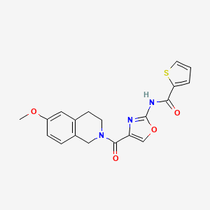 molecular formula C19H17N3O4S B2766932 N-(4-(6-methoxy-1,2,3,4-tetrahydroisoquinoline-2-carbonyl)oxazol-2-yl)thiophene-2-carboxamide CAS No. 1286712-72-8