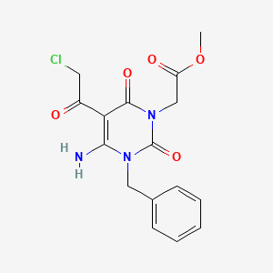 molecular formula C16H16ClN3O5 B2766957 Methyl 2-[4-amino-3-benzyl-5-(2-chloroacetyl)-2,6-dioxopyrimidin-1-yl]acetate CAS No. 749219-02-1