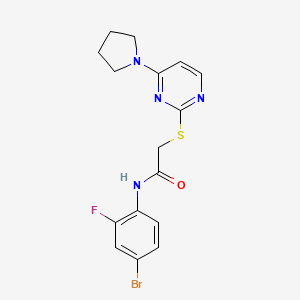 B2766991 N-(4-bromo-2-fluorophenyl)-2-((4-(pyrrolidin-1-yl)pyrimidin-2-yl)thio)acetamide CAS No. 1251694-82-2