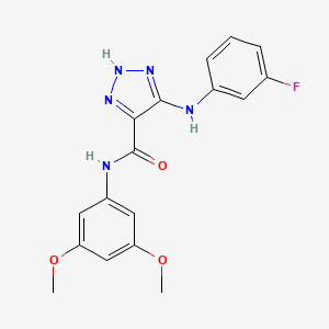molecular formula C17H16FN5O3 B2766992 N-(3,5-dimethoxyphenyl)-5-[(3-fluorophenyl)amino]-1H-1,2,3-triazole-4-carboxamide CAS No. 1105247-02-6