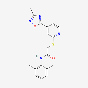 molecular formula C18H18N4O2S B2767004 N-(2,6-dimethylphenyl)-2-((4-(3-methyl-1,2,4-oxadiazol-5-yl)pyridin-2-yl)thio)acetamide CAS No. 1251588-47-2