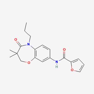 molecular formula C19H22N2O4 B2767019 N-(3,3-dimethyl-4-oxo-5-propyl-2,3,4,5-tetrahydro-1,5-benzoxazepin-8-yl)furan-2-carboxamide CAS No. 921870-15-7