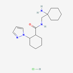 molecular formula C17H29ClN4O B2767042 N-[(1-Aminocyclohexyl)methyl]-2-pyrazol-1-ylcyclohexane-1-carboxamide;hydrochloride CAS No. 2418691-55-9