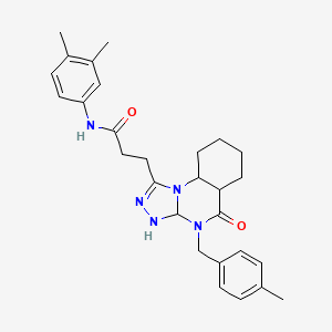 molecular formula C28H27N5O2 B2767053 N-(3,4-dimethylphenyl)-3-{4-[(4-methylphenyl)methyl]-5-oxo-4H,5H-[1,2,4]triazolo[4,3-a]quinazolin-1-yl}propanamide CAS No. 902918-09-6