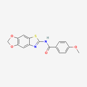 molecular formula C16H12N2O4S B2767057 N-{4,6-dioxa-10-thia-12-azatricyclo[7.3.0.0^{3,7}]dodeca-1(9),2,7,11-tetraen-11-yl}-4-methoxybenzamide CAS No. 892854-74-9