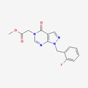 molecular formula C15H13FN4O3 B2767065 methyl 2-(1-(2-fluorobenzyl)-4-oxo-1H-pyrazolo[3,4-d]pyrimidin-5(4H)-yl)acetate CAS No. 1203320-85-7