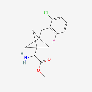 molecular formula C15H17ClFNO2 B2767086 Methyl 2-amino-2-[3-[(2-chloro-6-fluorophenyl)methyl]-1-bicyclo[1.1.1]pentanyl]acetate CAS No. 2287260-50-6