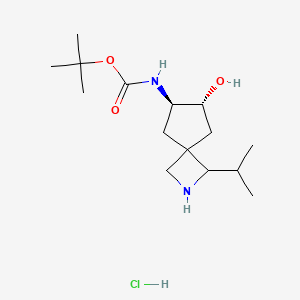 molecular formula C15H29ClN2O3 B2767090 rac-tert-butyl N-[(6R,7R)-7-hydroxy-1-(propan-2-yl)-2-azaspiro[3.4]octan-6-yl]carbamate hydrochloride CAS No. 2137434-42-3