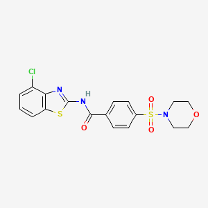 molecular formula C18H16ClN3O4S2 B2767108 N-(4-chloro-1,3-benzothiazol-2-yl)-4-(morpholine-4-sulfonyl)benzamide CAS No. 361160-27-2
