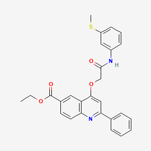 molecular formula C27H24N2O4S B2767114 ethyl 4-({[3-(methylsulfanyl)phenyl]carbamoyl}methoxy)-2-phenylquinoline-6-carboxylate CAS No. 1114647-79-8