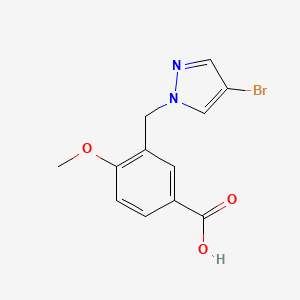 molecular formula C12H11BrN2O3 B2767124 3-[(4-bromo-1H-pyrazol-1-yl)methyl]-4-methoxybenzoic acid CAS No. 956786-66-6